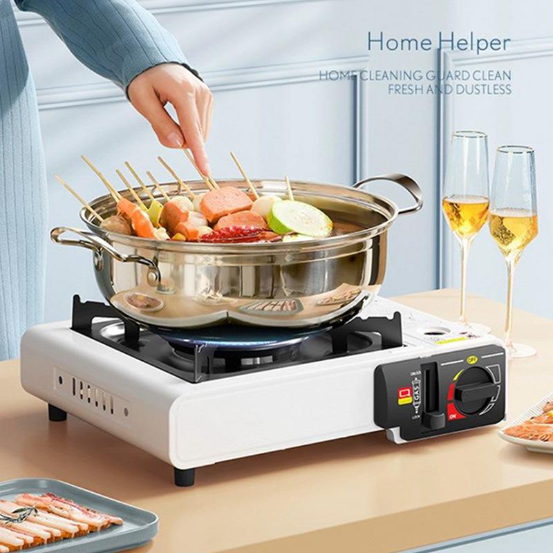 Estufa de Cassette portátil para acampar, estufa compacta para acampar al aire libre, quemador potente, cocina resistente, accesorios de cocina para viajes