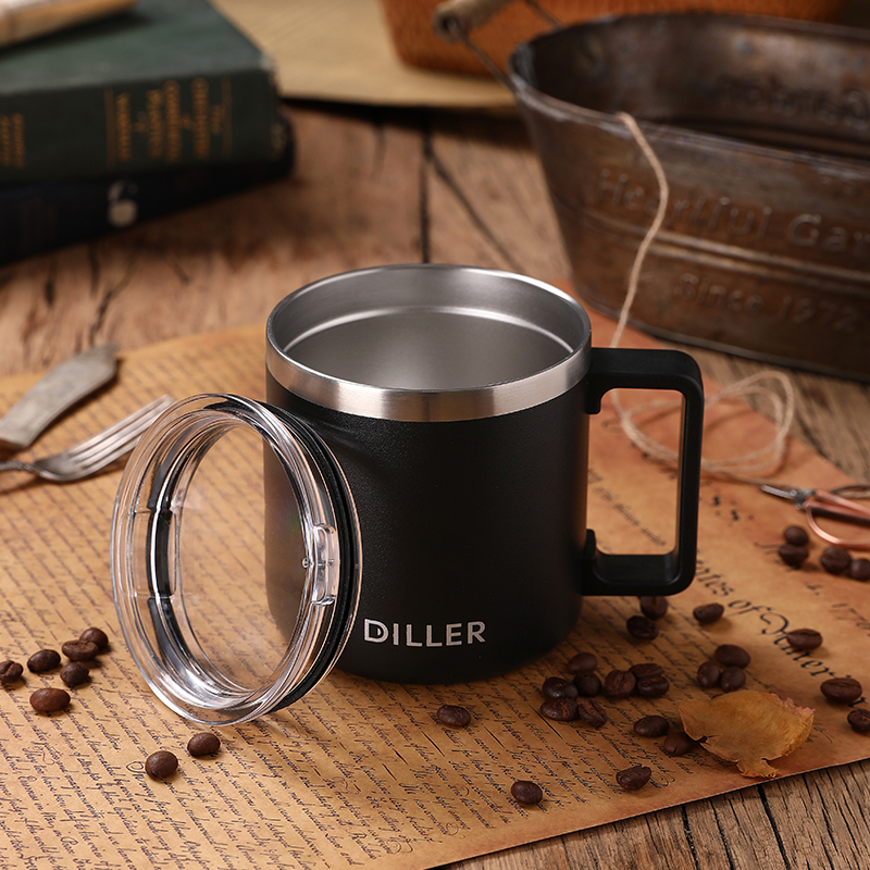 DILLER 600ML Double Wall Stainless steel 304 Coffee Mug office Vacuum Thermos Tea Mug Thermo Cup Water cup with handle For