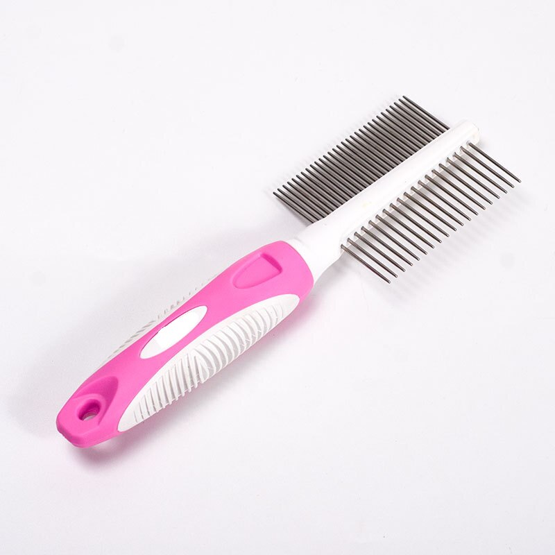 1Pcs Dubbelzijdig Naald Kam Voor Hond Kat Puppy Huisdieren Kam Dubbelzijdig Pet Borstel Voor Grooming &amp; masseren Honden Pet Grooming Tool: Roze