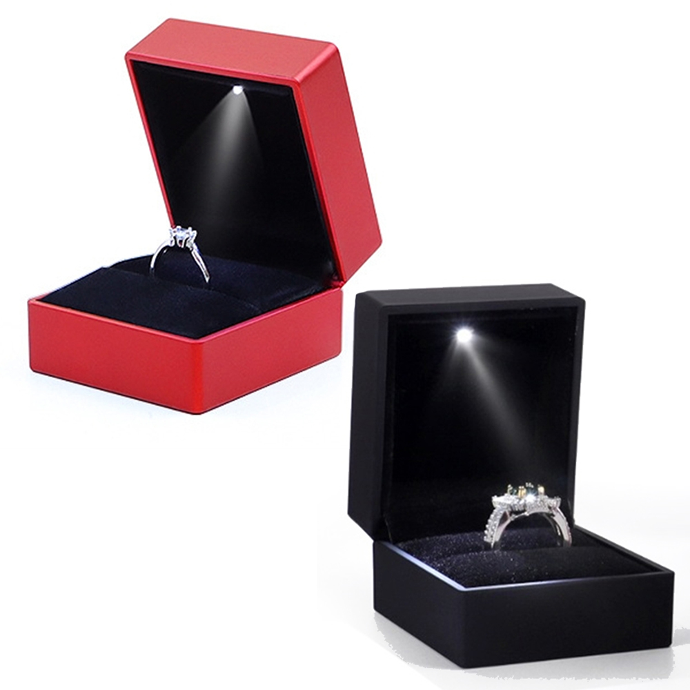 2024 Ringbox mit LED-Licht, Schmuck-Diamant-Ring-Kasten, Aufbewahrung, Ehering-Kasten, Schmuck-Organizer, Aufbewahrung,