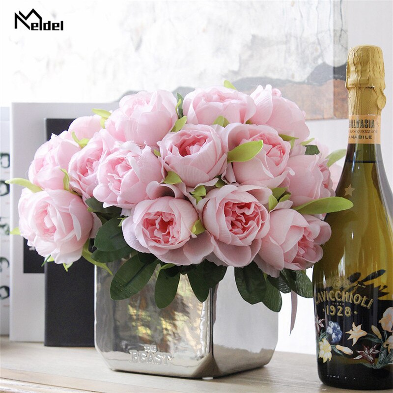 10 Heads Silk Roses Bundle Artificial Roses Flower Bridal Bouquet for Wedding Decor Year Home Table Wall Flores Artificiales