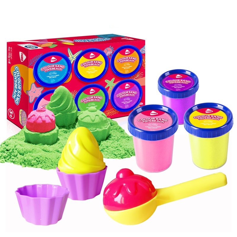 500g di Colore Morbido Magia Sabbia FAI DA TE Squeezable Spiaggia di Sabbia Giocattolo Per Bambini Non-tossici Che Scorre Costruzione di Sabbia con Gli Strumenti giocattolo educativo