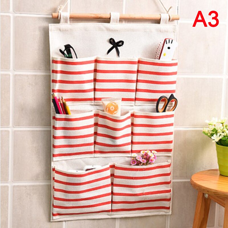 Organizador colgante de pared de puerta para baño, bolsillos de almacenamiento, algodón y lino, 6/8
