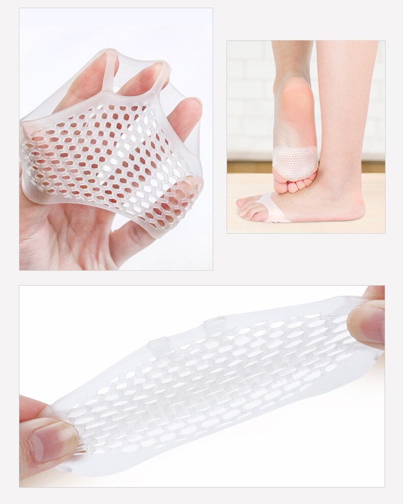 1 Paar Silicone Gel Inlegzolen Pads Kussens Voorvoet Pijn Ondersteuning Front Voeten Care Hak Schoenen Anti Slip Pads