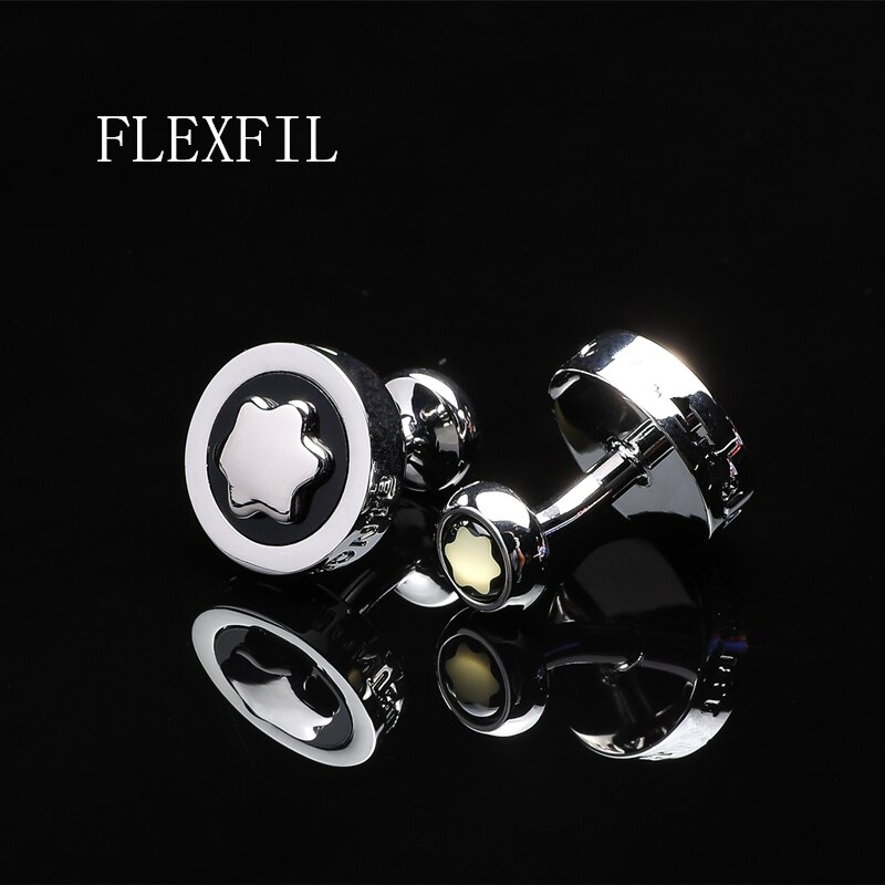 FLEXFIL Luxury shirt cufflinks for men's Brand cuff buttons cuff links gemelos round wedding abotoaduras Jewelry