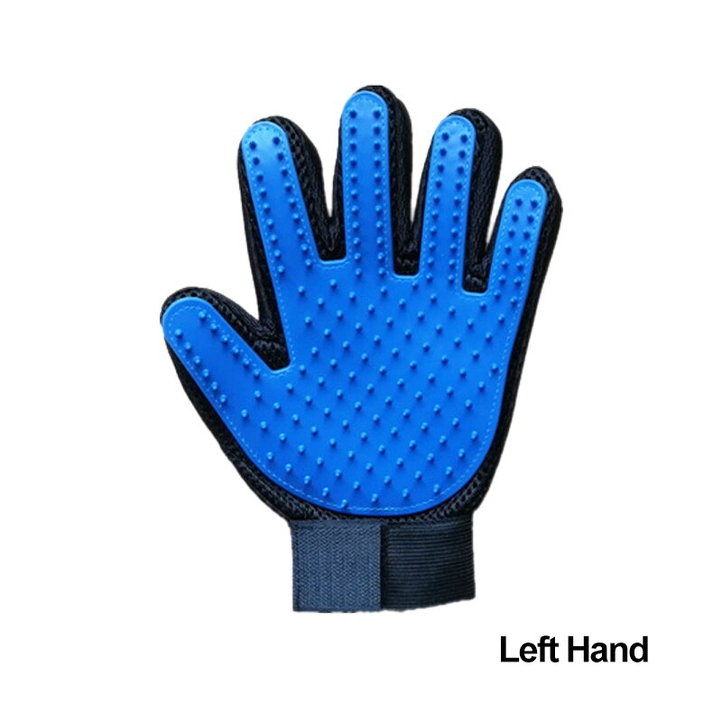 Gant pour animaux de compagnie en Silicone souple chien chat brosse pour animaux de compagnie Massage nettoyage doux efficace chat toilettage gant chien fournitures de bain gant pour animaux de compagnie peignes: Blue Left