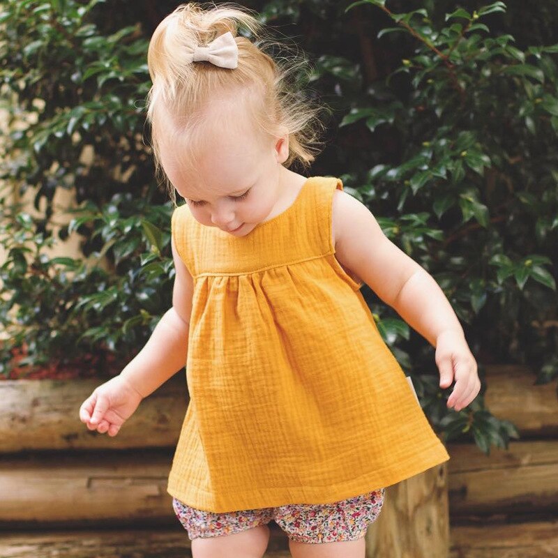Baby Peuter Mouwloze Blouse Meisje Casual Zomer Tops Unisex Leuke Katoenen Meisjes Kleding 2022 5 Kleur Solide Kinderkleding