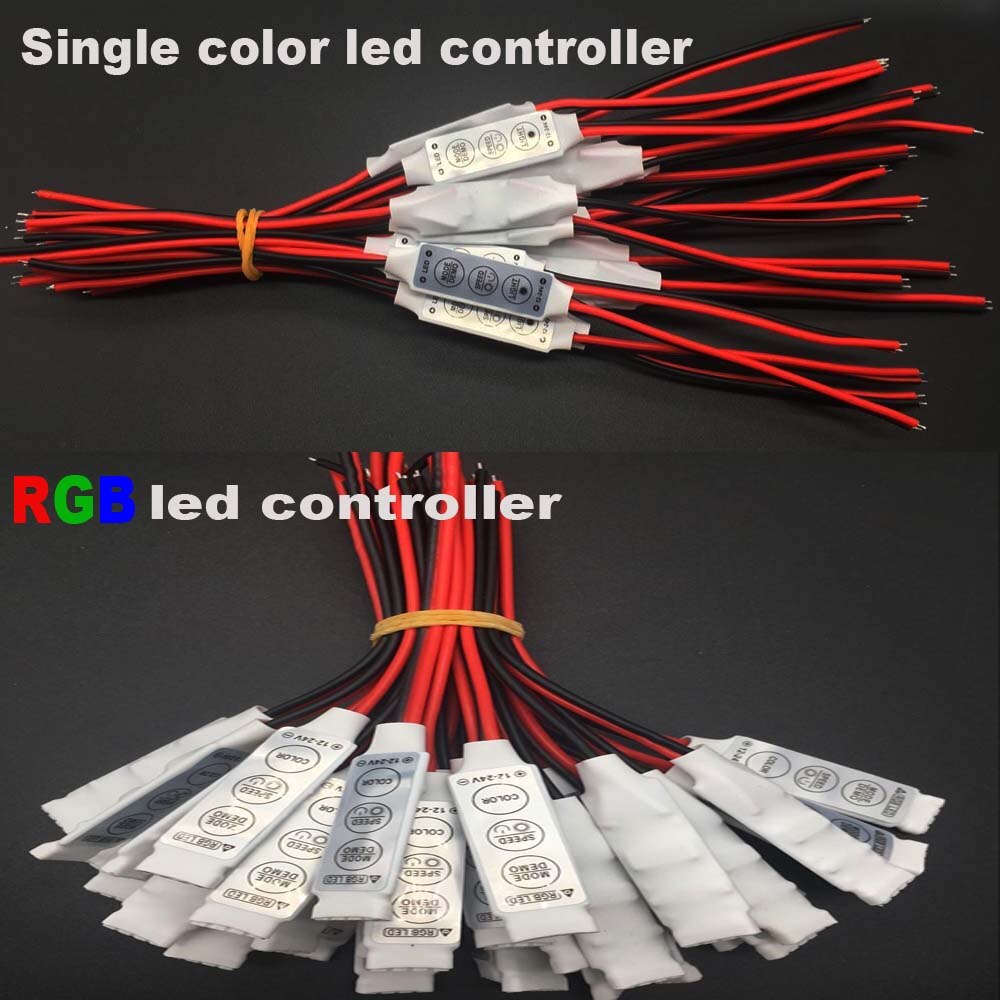 12 v Mini 3 Sleutels RGB Single Color LED Controller Helderheid Dimmer voor led 3528 5050 strip licht Gratis shipp 1 stks