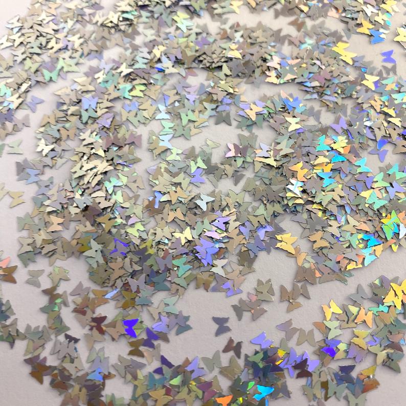 500 G/zak 3 Mm Holografische Zilveren Vlinder Vlinders Glitter Vlinder Confetti Vorm Glitter Zilver Glitter Vlinders: silver 200g