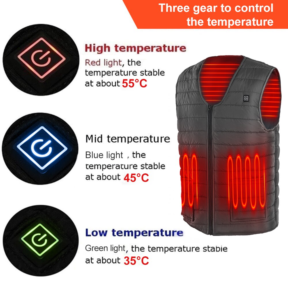 L -5xl elektrisch vest verwarmd usb thermisch 5 verwarmingszones bodywarmer 3 kleuren warmhouden winter verwarmd kussen fysiotherapie