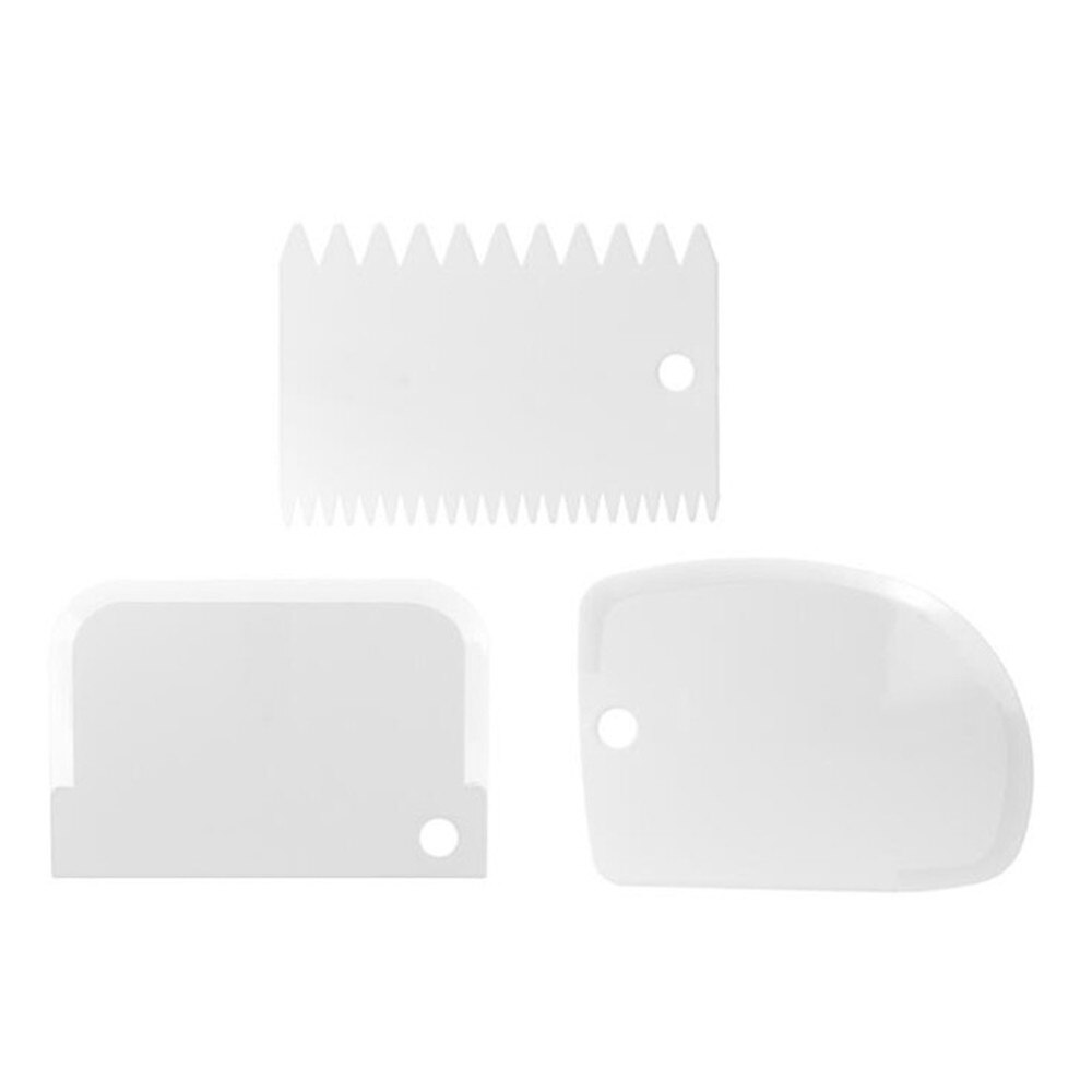 3 stuks/partij deeg taartvormpjes spatel voor taart crème schraper pasta uitstekers schraper onregelmatige tanden rand diy gladder: Wit