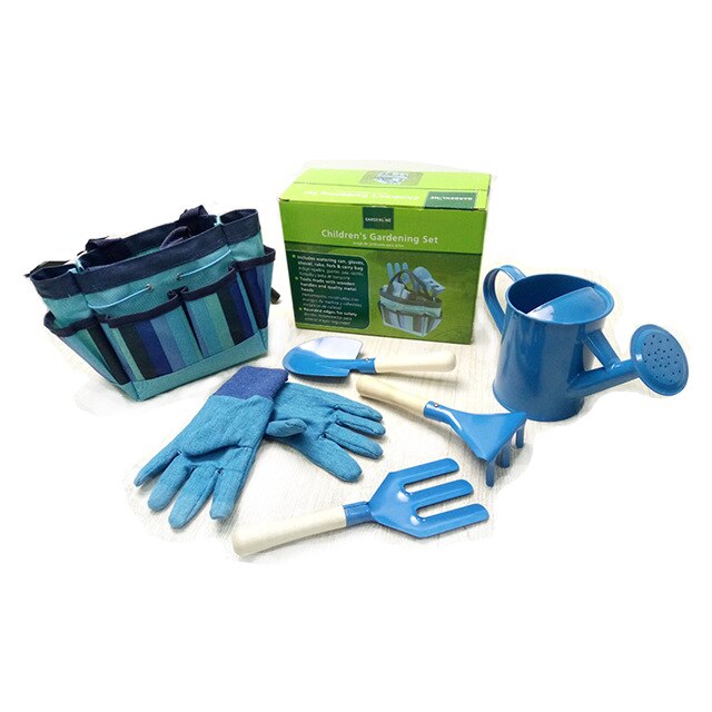 Educatief speelgoed voor kinderen, tuingereedschapset in 2 kleuren, blauw en roze, leuk voor dagelijkse vaardigheidsstudie voor jongens en meisjes: Blauw