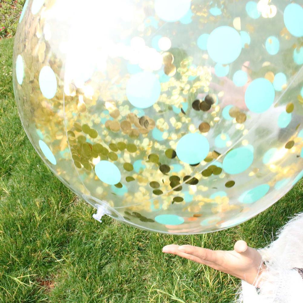 Opblaasbare Sequin Beach Bal Transparante PVC Water Bal Speelgoed voor Kids Volwassenen Mooie Gouden Confetti In Deze Bal