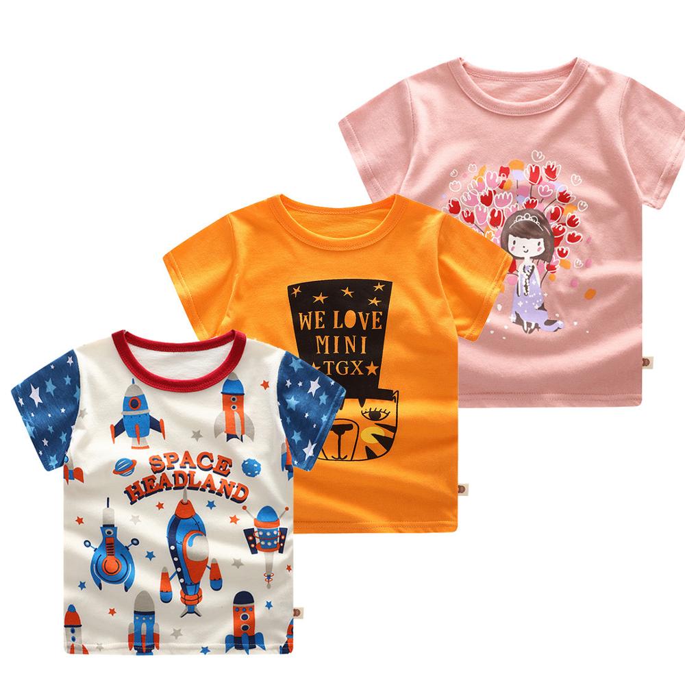 3 Pcs Infante Appena Nato Del Bambino Delle Ragazze Dei Ragazzi T-Shirt Del Fumetto di Stampa Magliette E Camicette Outfits Vestiti a Maniche Corte T-Shirt Set di 3,6 m-18 M: 100