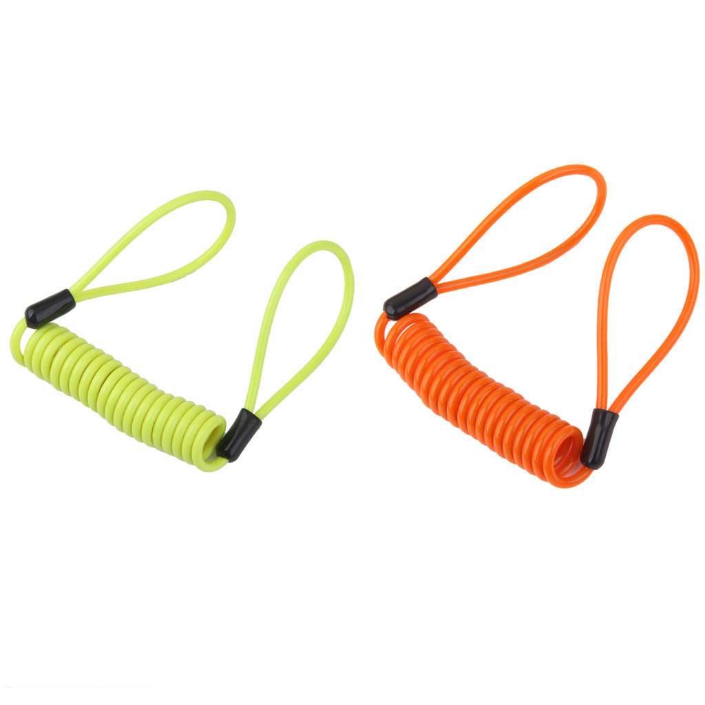 2pcs 1.2m Motorbike Disc Brake Lock Safety Spring Coil Wire Reminder Cable