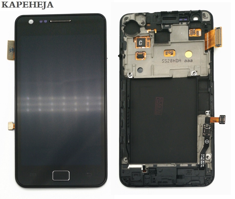 Super amoled lcd display til samsung galaxy s2 plus i9105/s2 i9100 lcd display touch screen digitizer forsamling