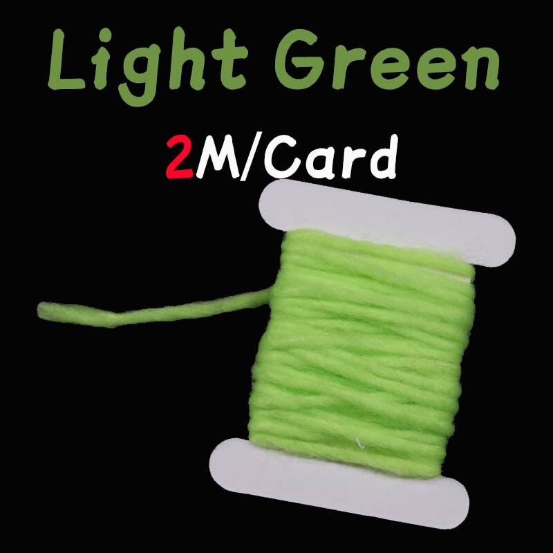 WIFREO 14 Colors 3mm/2M Fly Tying Yarn Egg Fly Tying Material Buzzer Nymph Body Tail Tying Fiber Fly Body Decorating Wool: 1 card light green