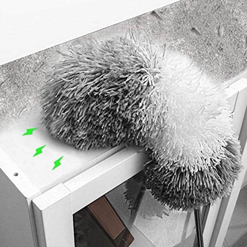 Microfiber Duster with Extra Long 100 Inch Extension Pole and Bendable Head Washable Cleaning Tool Duster for Cleaning Ceiling F