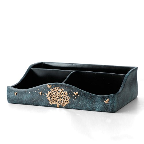 Domu biura na biurko wielu funkcjonalne przechowywanie pudełko monitor pilotem stoisko Organizer na biurko stół biurowy akcesoria organizacja domu robić przechowywania: 3 Cells Texture niebieski