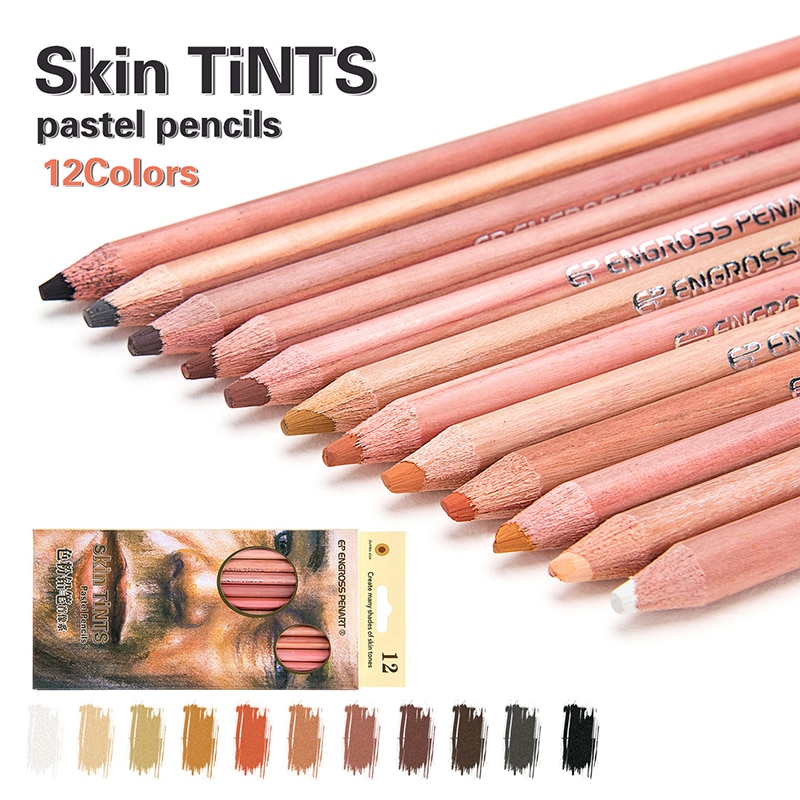 Skin Tints Soft Pastel Colored Pencils 12 Pcs For Vicedeal