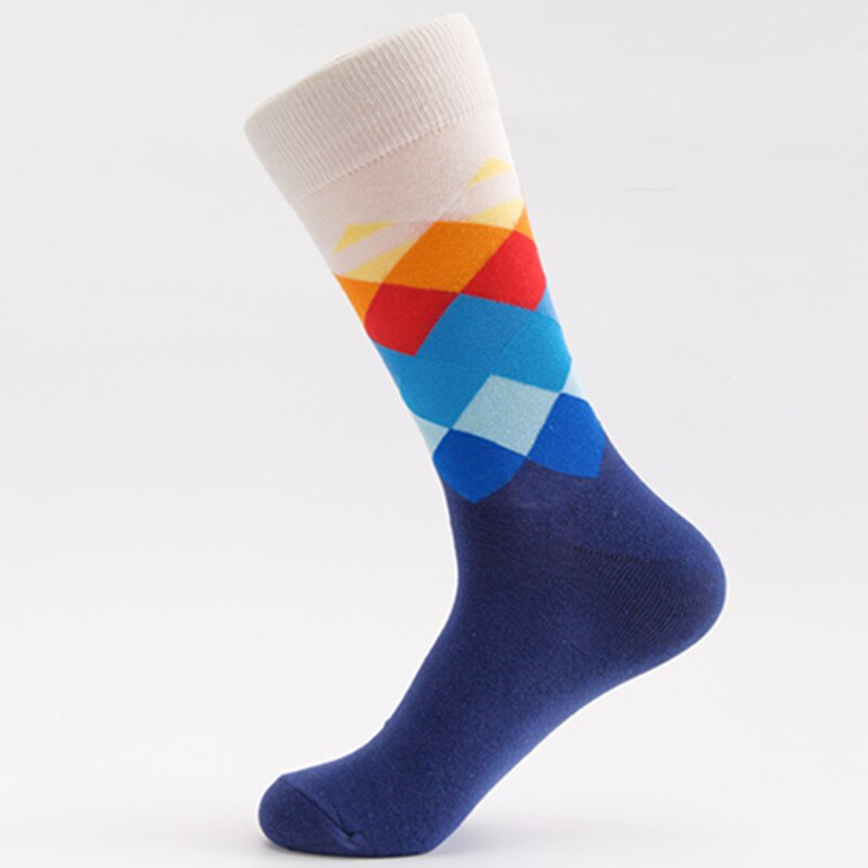 European Men's Socks Classic Colorful Sox Man Cotton Crew Casual Sport Socks Stripe and Cell Socks 1 Pair Socks Large Size Sox: C12