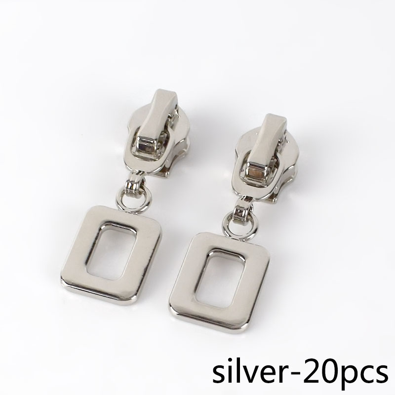 Deslizadores de cremallera para bolsillo deportivo, repuesto de Cremallera de nailon para reparación de cremallera, accesorios de ropa DIY, 5/7 #, 10/20 Uds.: silver-20pcs