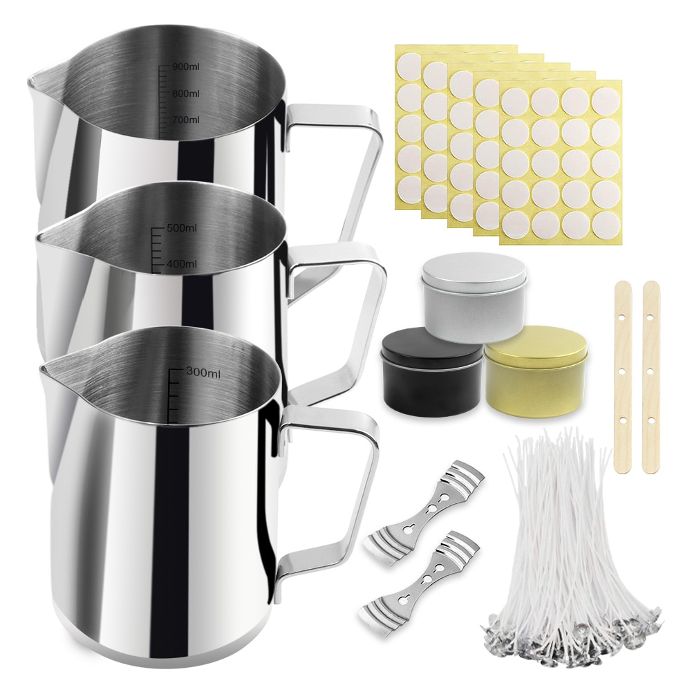 Candle Making Kit Supplies Craft Tools Pouring Jars Pot Arts Tins Wicks Stickers for DIY Supplie Large Melting Cup Cotton Wicks