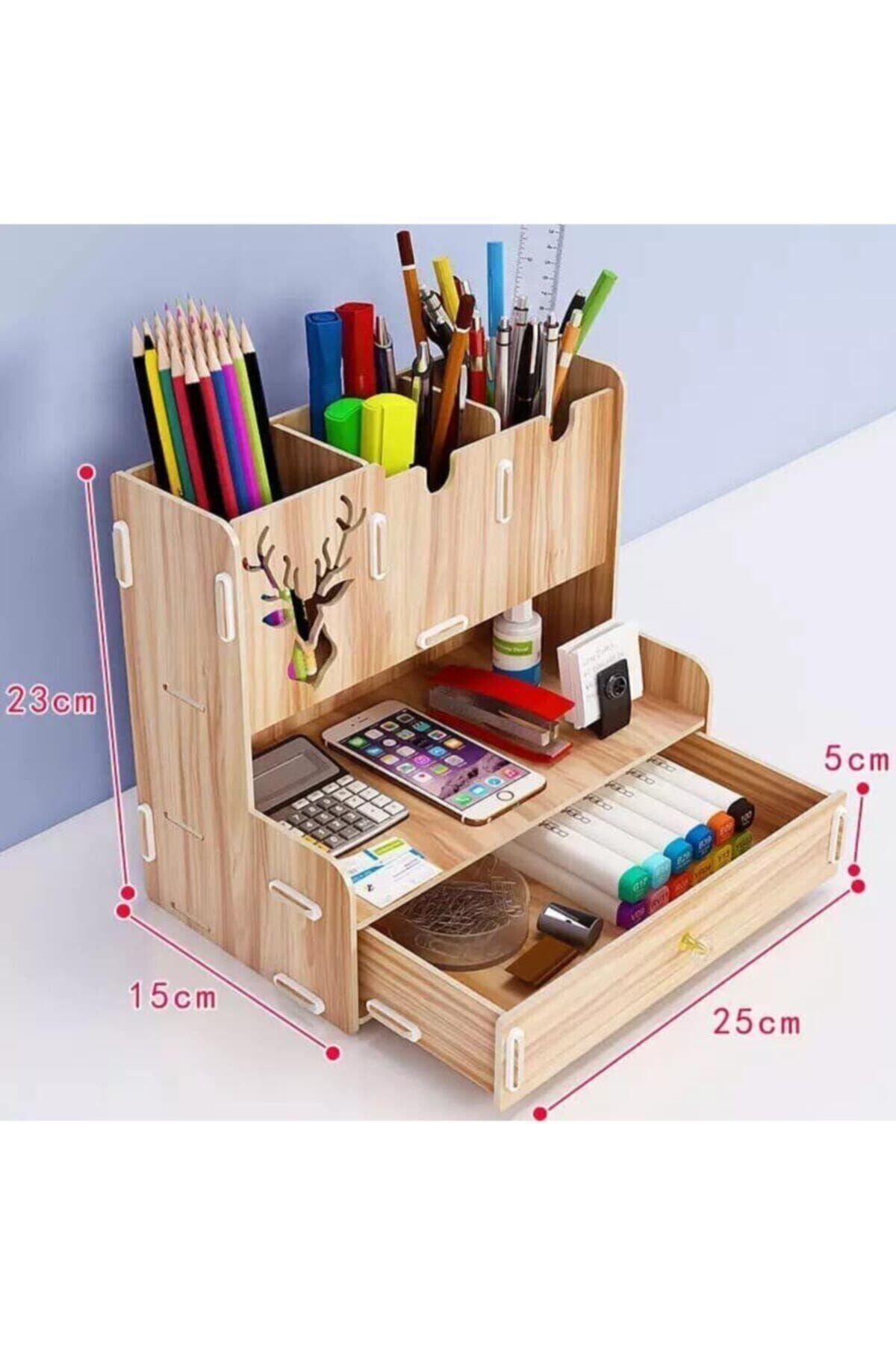 Kompas Houten Desktop Pen Houder Organizer