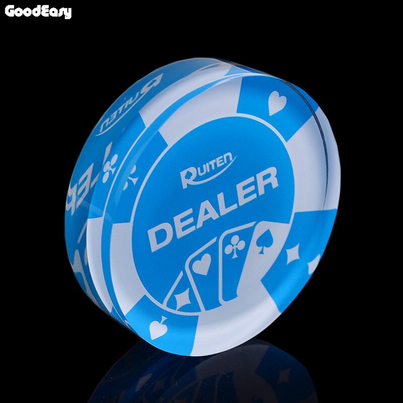 Botón acrílico para distribuidor de póker, botón Texas Hold&#39;em de 3 pulgadas, protector de cartas de póker, 2 lados, , 1 ud.: Blue Big Dealer
