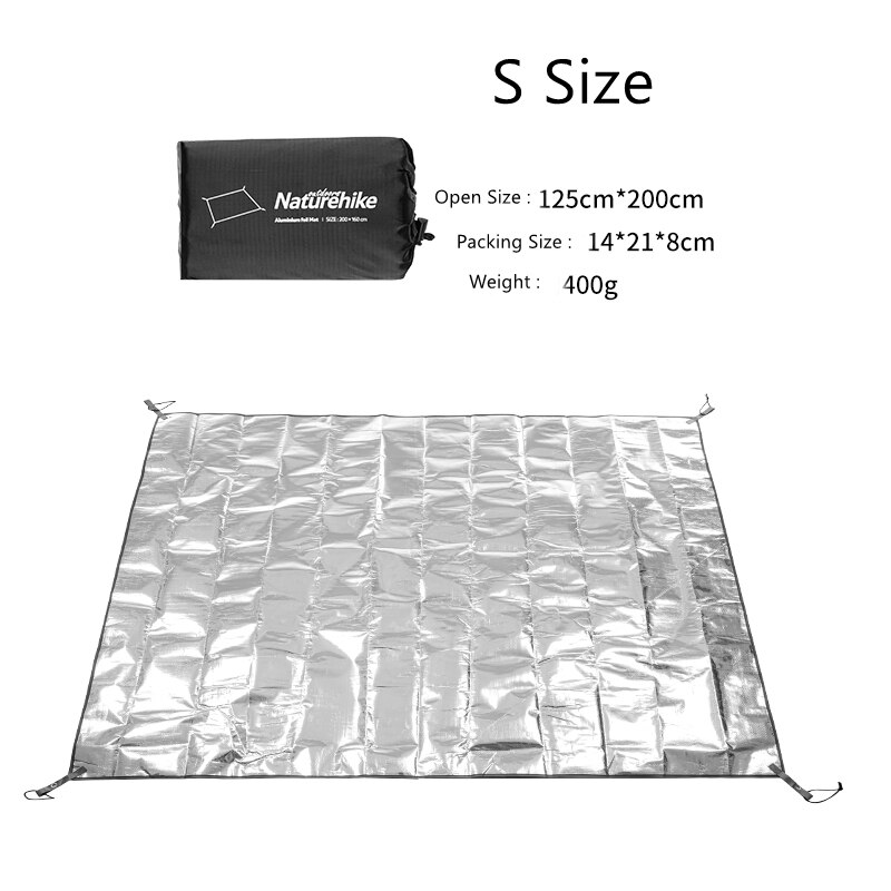 Naturehike Aluminum Foil Floor Mat Ultralight Multi-Function Mat Waterproof Mattress Sun Shelter For Outdoor Camping Hiking: S Size