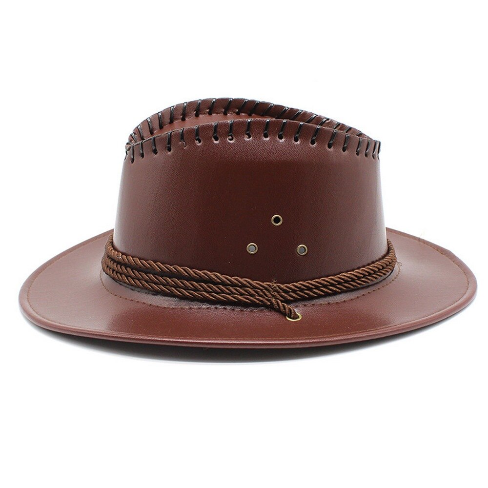 Men Cowboy Hat Western Style Cap For Male Artificial Leather Jazz Glossy Cool Boy Outdoor 56-58cm NZ0032
