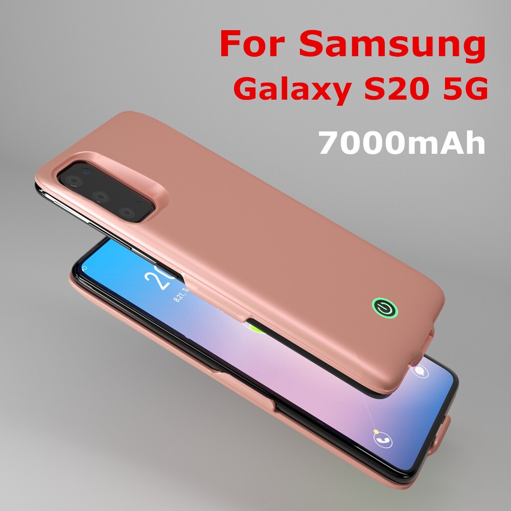 Zkfys powerbank deksel til samsung galakse  s20 ultra 5g batteriladeretuier 7000 mah powerbank ladeveske til samsung  s20 Plus: S20 rosa