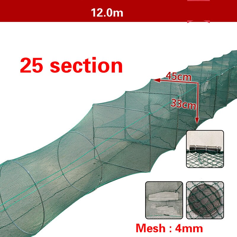 1.1m-20m Shrimp Cage Fishing Net Catcher Trap Foldable Crab Crayfish Lobster Fishing Net Cast Fishing Network Outdoor