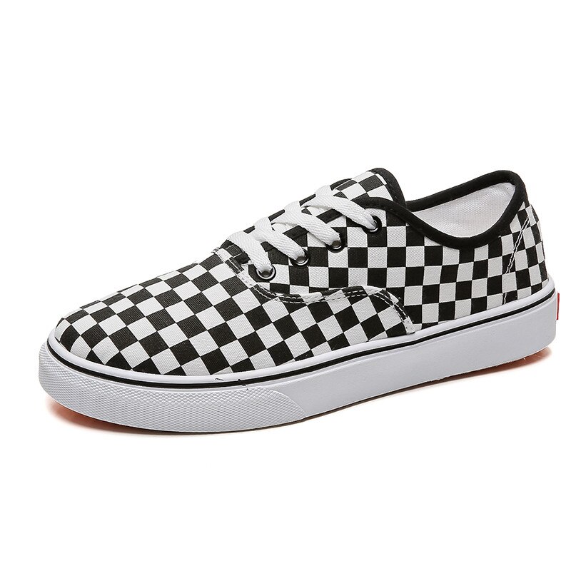 Heren Casual Schoenen Mode Dambord Patroon Laarzen Lace Up Slip Op Klassieke Punk Sneakers Antislip 39-44