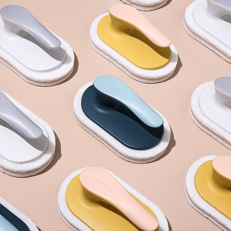 Sponge brush with handle kitchen pot and bowl brush multifunctional countertop household stove fish tank bathroom cleaning brush