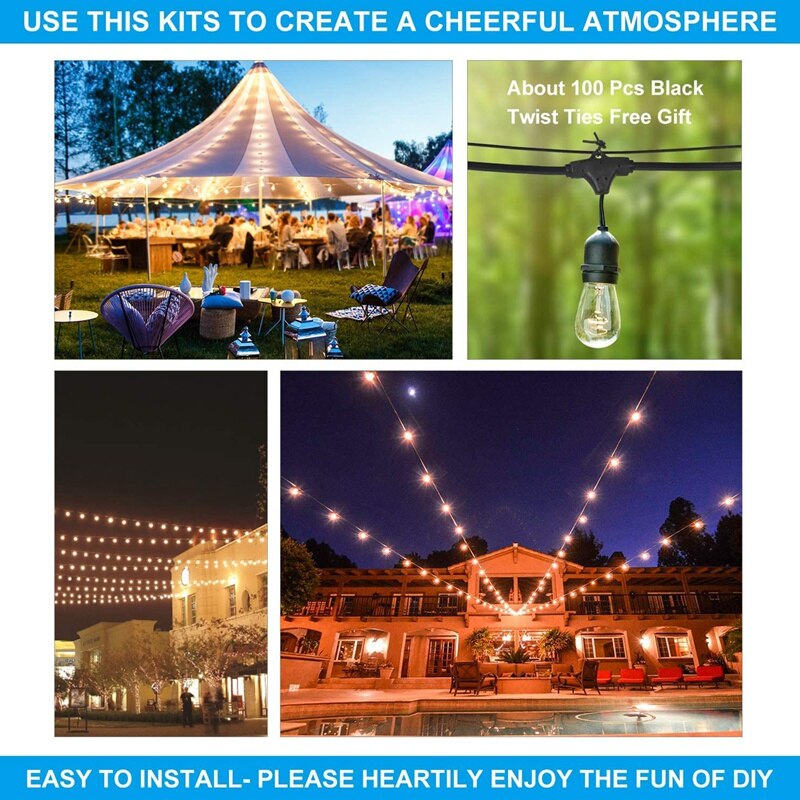 String Light Hanging Kit,196Ft PVC Coated Stainless Steel304 Wire Rope,String Lights Suspension Kit Included Accessories