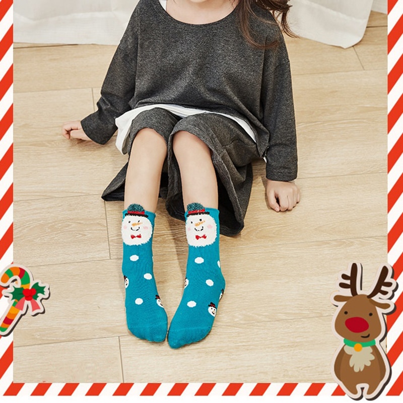 Calcetines de algodón para bebé, niño y niña, dibujos animados de copo de nieve, alce, Papá Noel, pingüino de Navidad, 5 pares,