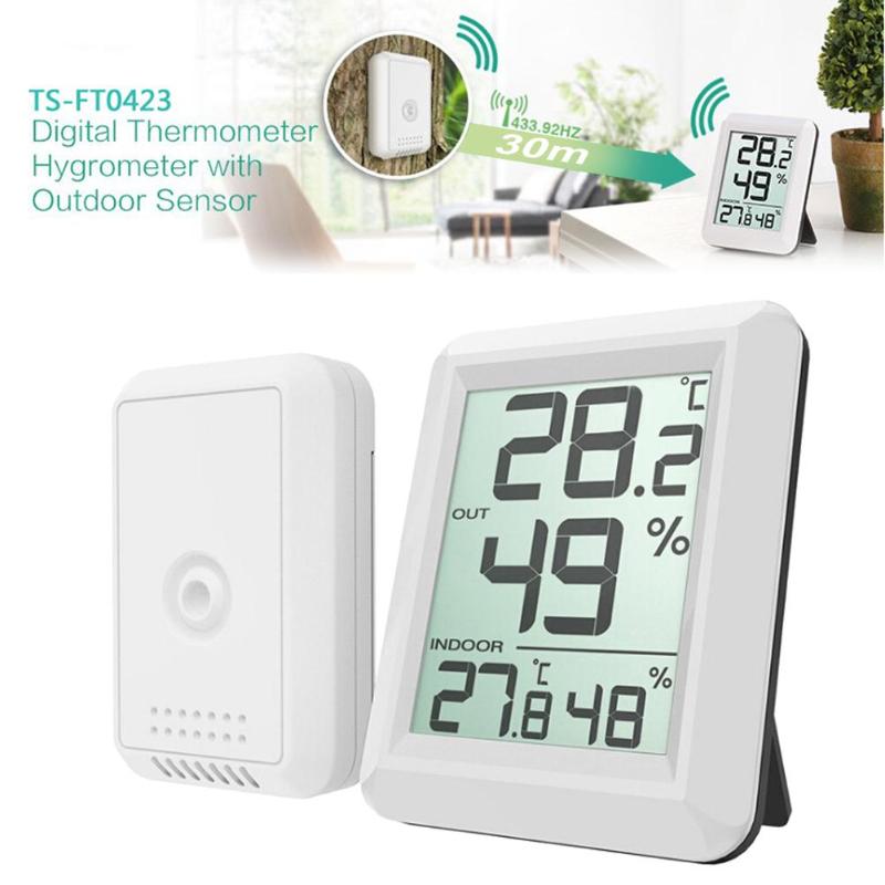 Digital Wireless Hygrometer Lcd Thermometer Indoor Outdoor Electronic Temperature Humidity Monitor Weather Station Alarm Clocks