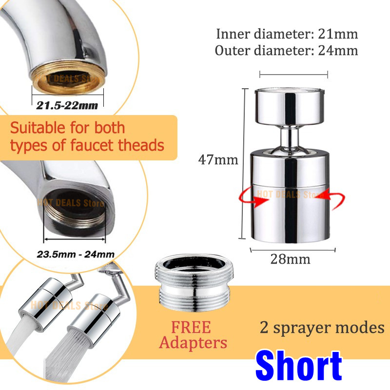 Doppelter Funktions-Anti-Spritzschutz-Bubbler, Küchenarmatur-Belüfter, 360-Grad-Schwenk-Wasserhahn-Diffusor, Badezimmer-Wasserfilter-Düsenmischer: WHITE