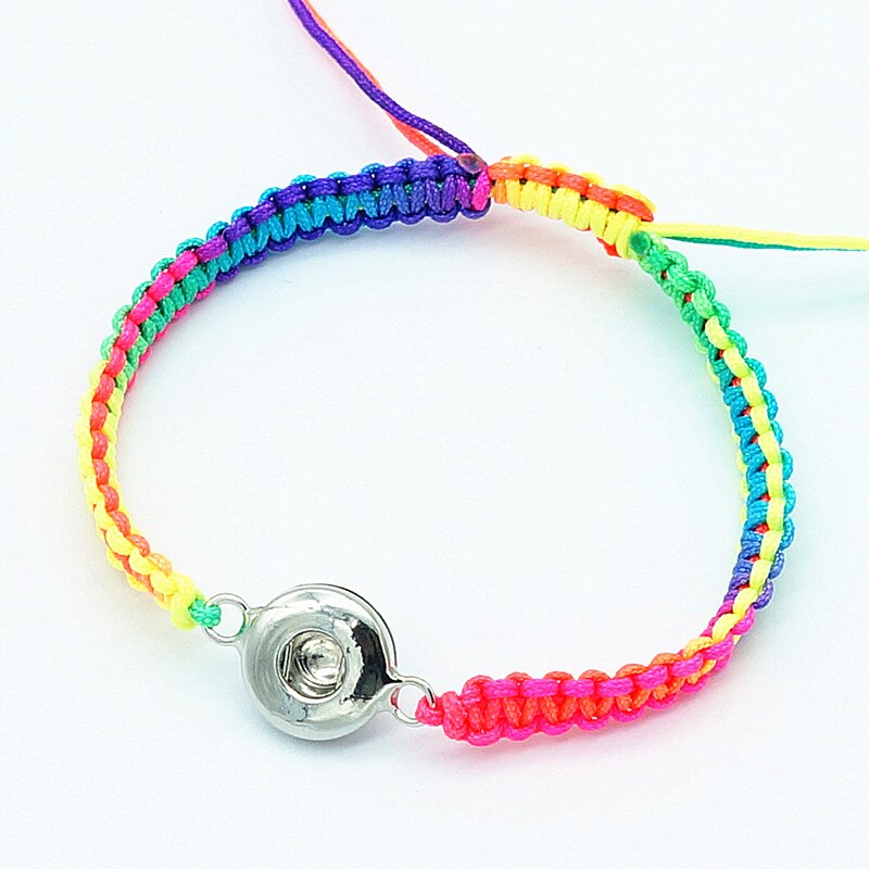 SE0185 Beauty Gradient color Rope adjustable snap bracelet fit 12mm/18mm snap buttons