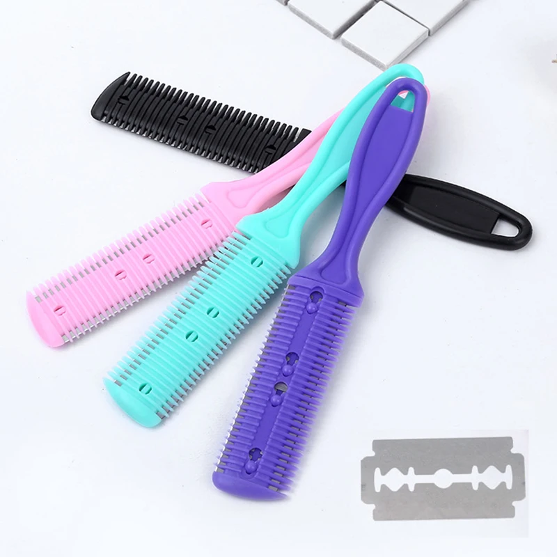 Haar Rasieren Kamm Mit Rasierklinge Haar Bürsten Haar Trimmer Schneiden Ausdünnung Haarschnitt Werkzeug Professionelle Barbier Salon Haare Messer