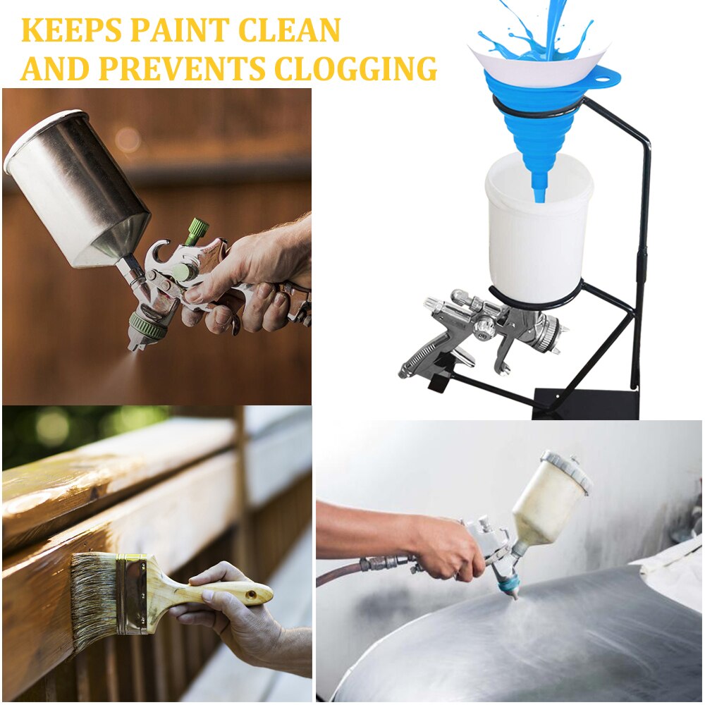 200Pc Disposable Mesh Conical Nylon Micron Paper Paint Strainer Filter Purifying Straining Cup Funnel 100 Mesh W/Silicone Funnel