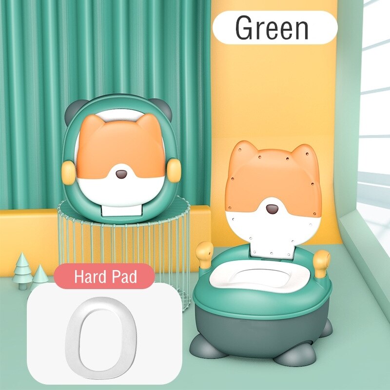 Draagbare babypot, multifunctioneel babytoilet, autopotje, kinderpotje, meisjespotje, jongenspotje, kinderstoel, toiletbril, kinderpotje: Harde pad-groen