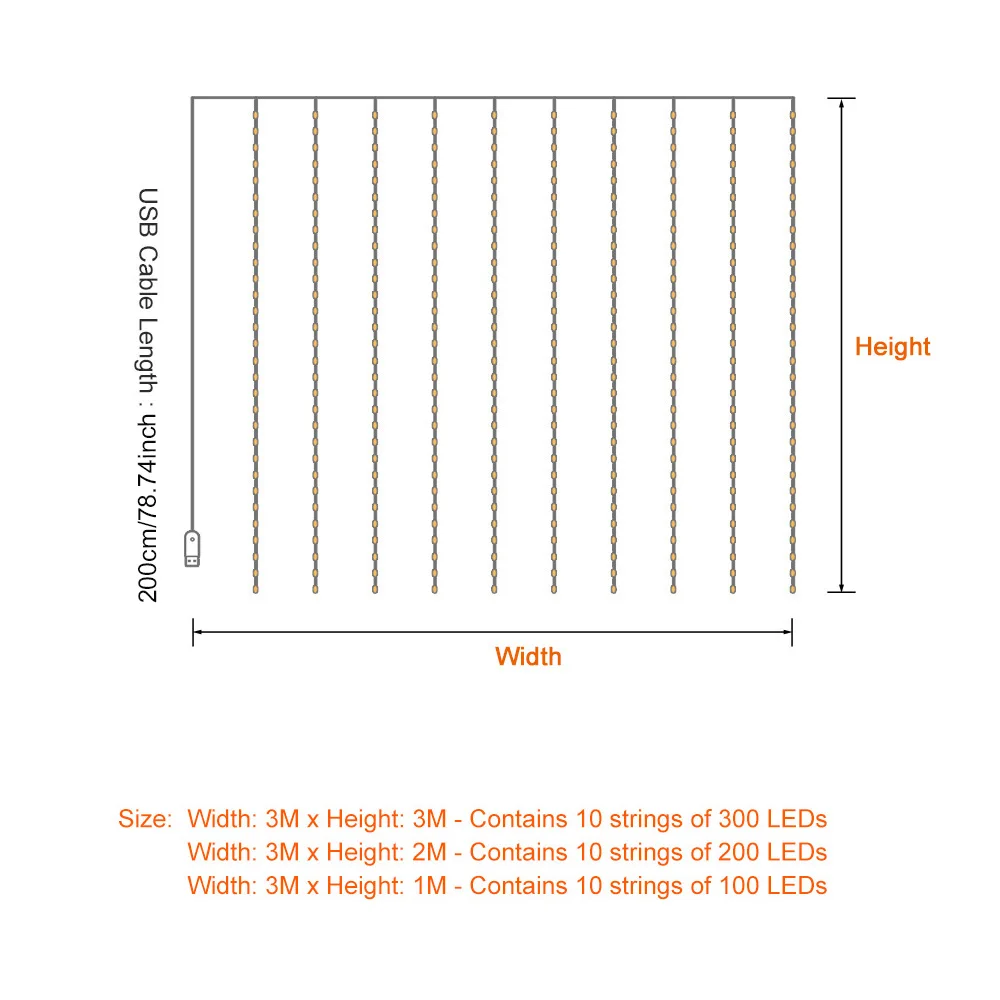 Guirnalda de luces USB Runto, guirnalda de luces de hadas para bodas, luz LED con control USB, decoración de habitación de de Navidad (sin control remoto)