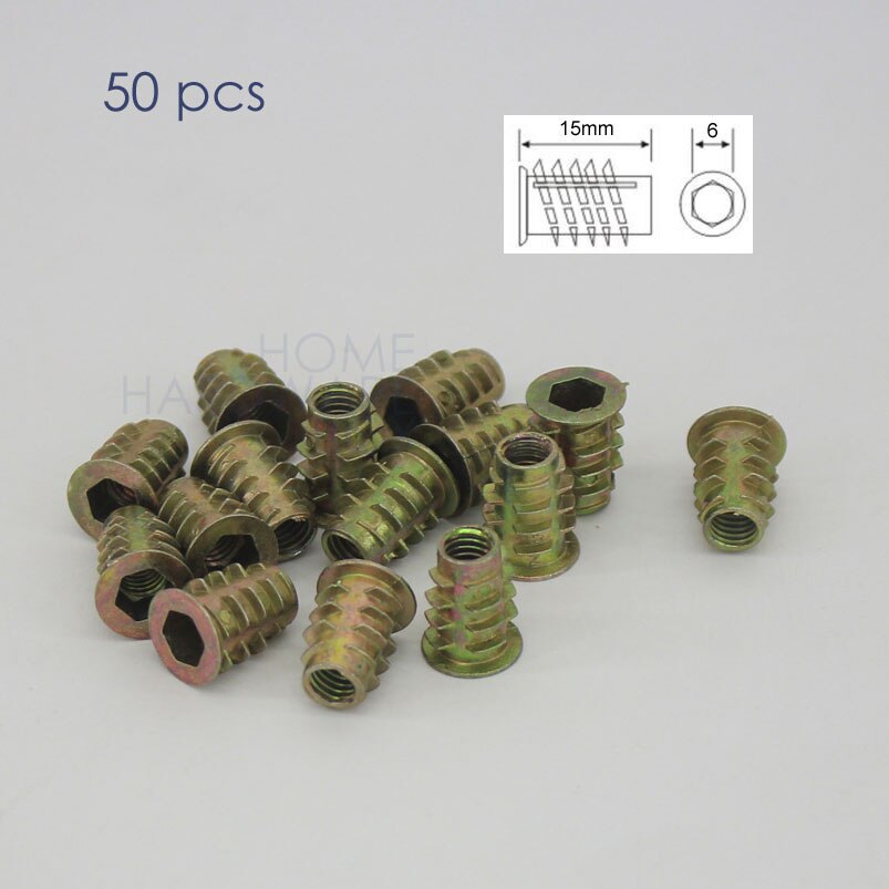 Kierremutteri kierretty puinen sisäkuusiokolo 50 pc m6 x 15mm