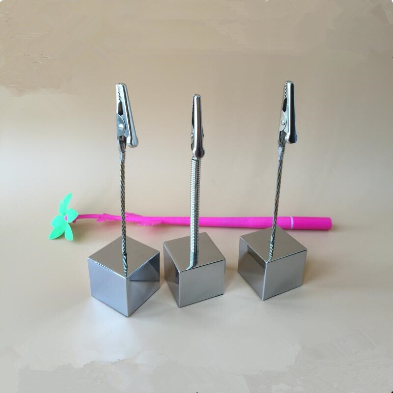 Metal Cube Base Card Note Holder Memo Clips Wedding Place Photo Message Clamps Business Card Holder Stand Office Desk Organizer