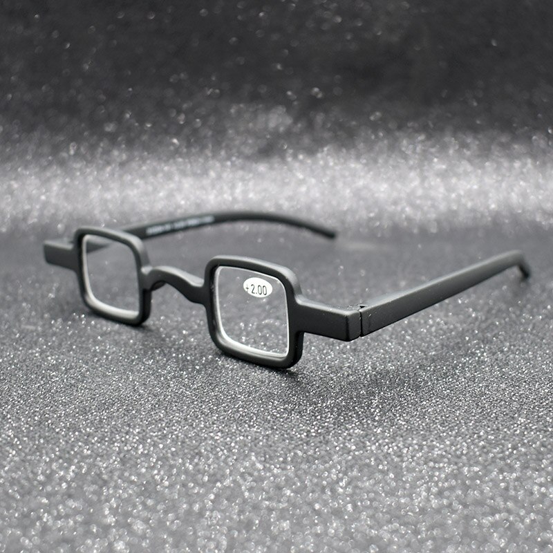 Unisex Duitsland Mini Zwarte Leesbril Retro Vintage Kleine Vierkante Frame Vergrootglas Eyewear Voor Naald Top + 1.5 + 2.0 + 2.5