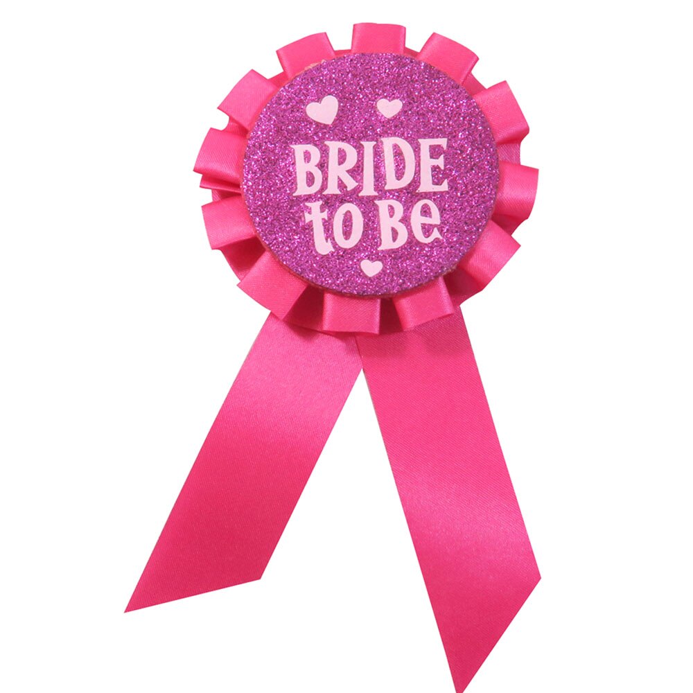 3pcs Pink ribbon badge pink glitter round button bachelorette party girl pin star bride to be hen party happy birthday 21 brooch