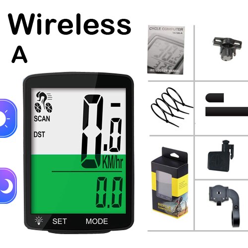 Waterproof Bike Bicycle Computer Wireless Bike Rainproof Odometer Cadence Sensor 2.8inch LCD Cycling Speedometer Heart Rate