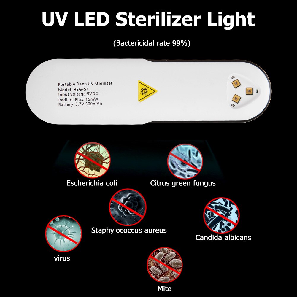 Bærbar håndholdt uv led sterilisator lys tyngdekraft sensor switch ultraviolet desinfektion bakteriedræbende lampe soveværelse uv sterilisator